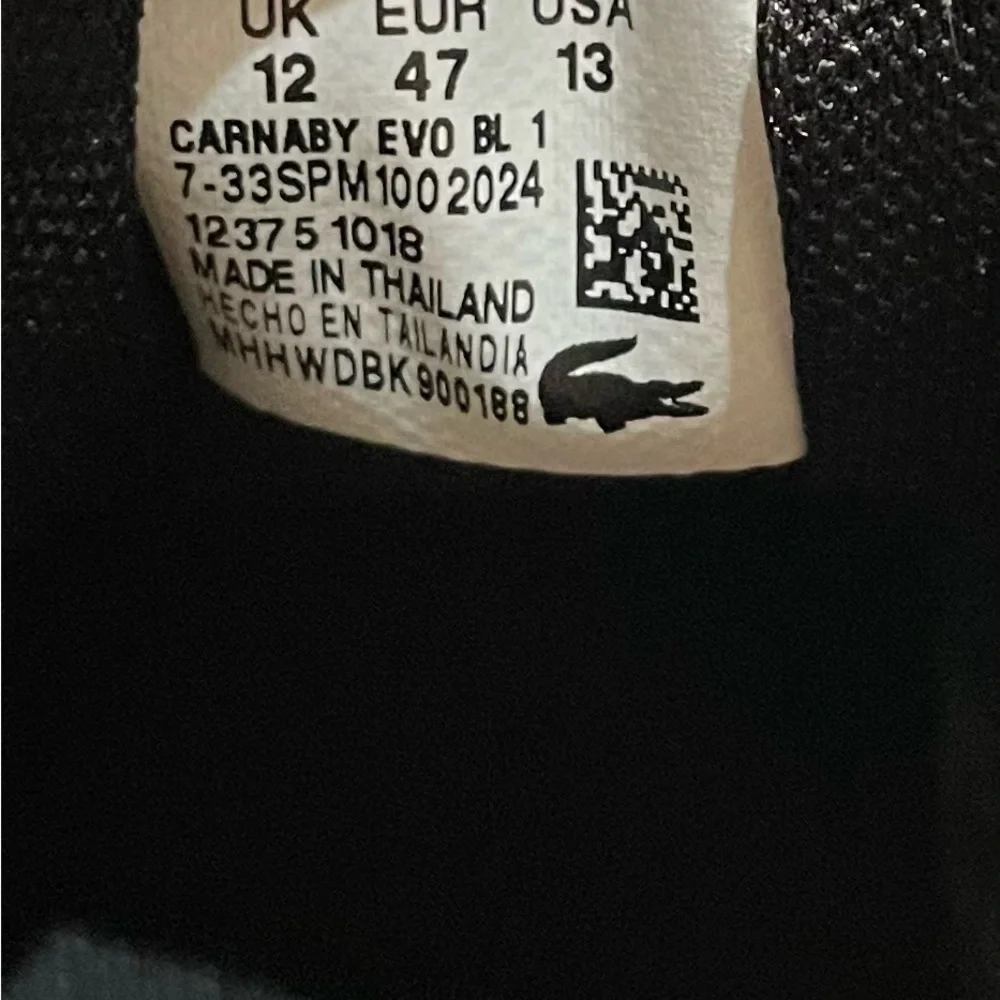 LACOSTE Carnaby EVO Black Leather Sneakers Size 13
